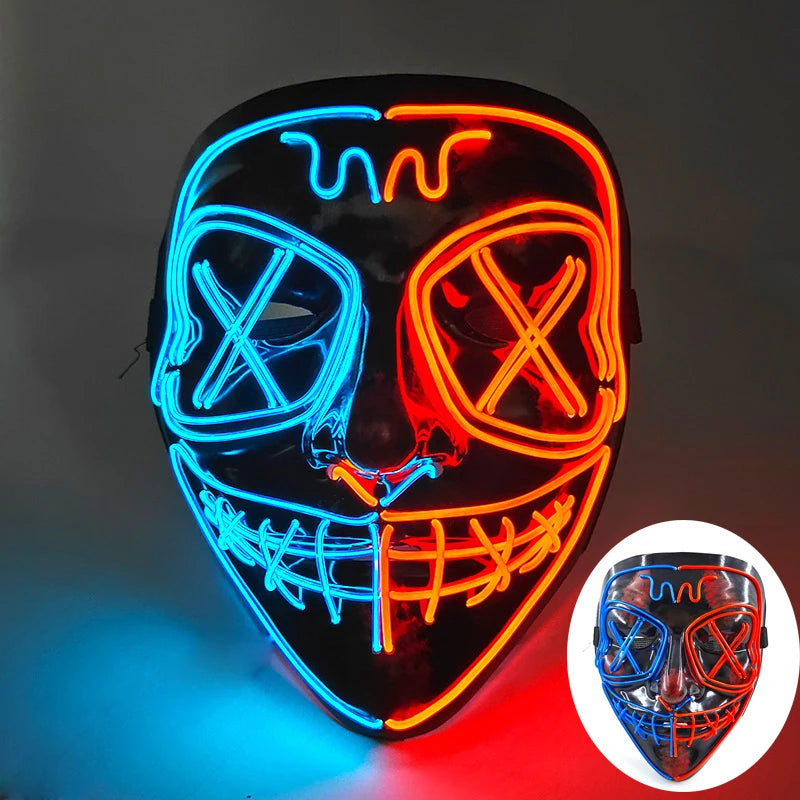 Wireless Scary Glowing Mask LED Luminous Purge Mask Halloween Horror Neon Light up Cosplay Party Mask Fstival Costume Supplies