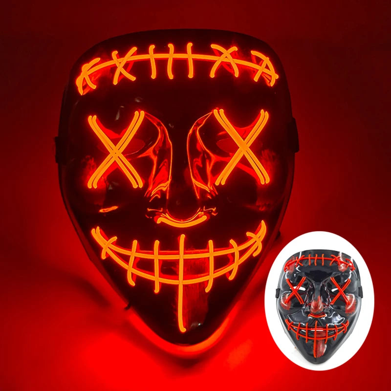 Wireless Scary Glowing Mask LED Luminous Purge Mask Halloween Horror Neon Light up Cosplay Party Mask Fstival Costume Supplies