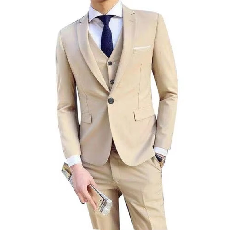 2021 Male Suits Blazer Slim Business Formal Dress Waistcoat Groom Man Suit Exquisite Weeding Office Set Thin Blazer