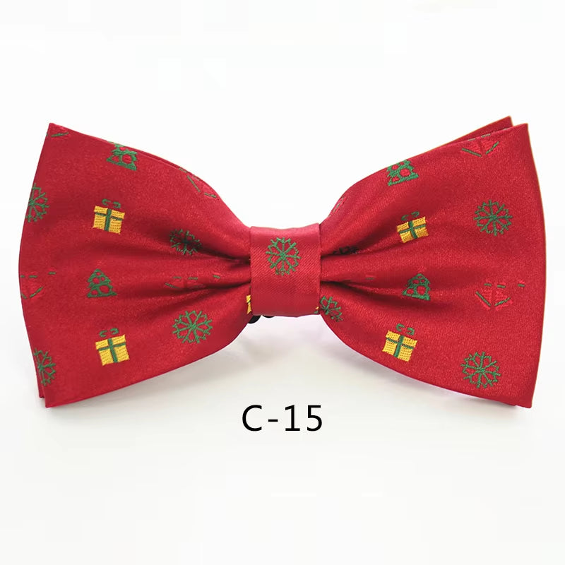 Christmas Bow Ties for Mens Shirt Snowflake Christmas Tree Pattern Men Silk Bow Tie Christmas Party Gift