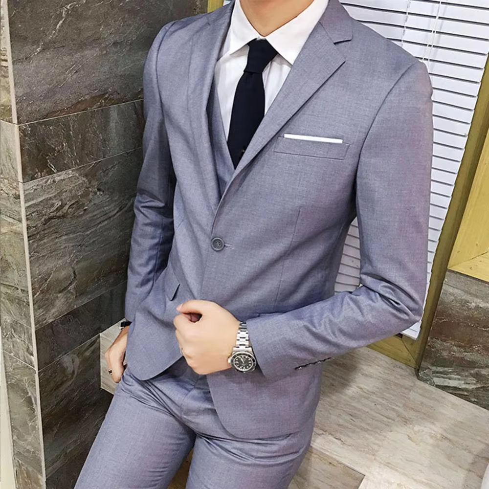 2021 Male Suits Blazer Slim Business Formal Dress Waistcoat Groom Man Suit Exquisite Weeding Office Set Thin Blazer