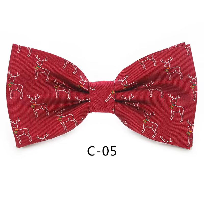 Christmas Bow Ties for Mens Shirt Snowflake Christmas Tree Pattern Men Silk Bow Tie Christmas Party Gift