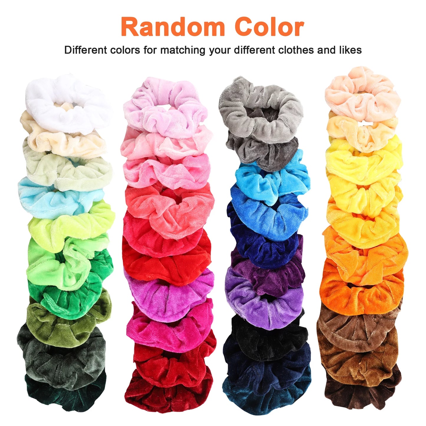 40Pcs Hair Scrunchies,  Elastic Velvet Hair Ropes, Multicolor Hair Ties, Ponytail Holder