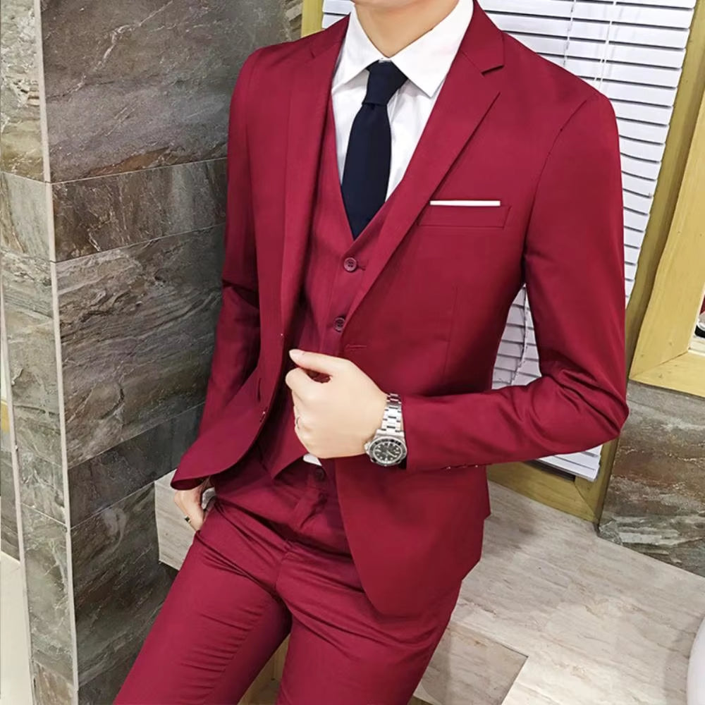 2021 Male Suits Blazer Slim Business Formal Dress Waistcoat Groom Man Suit Exquisite Weeding Office Set Thin Blazer