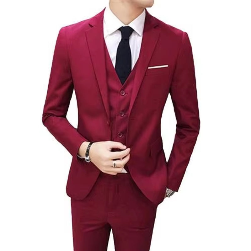 2021 Male Suits Blazer Slim Business Formal Dress Waistcoat Groom Man Suit Exquisite Weeding Office Set Thin Blazer