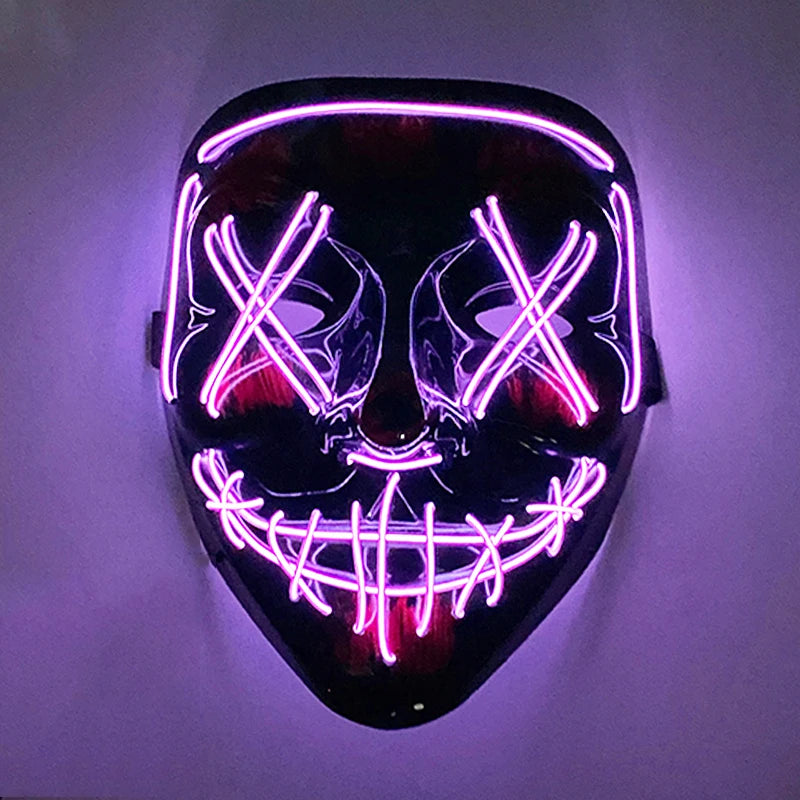 Wireless Scary Glowing Mask LED Luminous Purge Mask Halloween Horror Neon Light up Cosplay Party Mask Fstival Costume Supplies