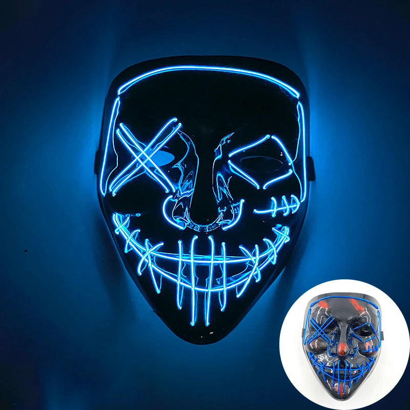 Wireless Scary Glowing Mask LED Luminous Purge Mask Halloween Horror Neon Light up Cosplay Party Mask Fstival Costume Supplies