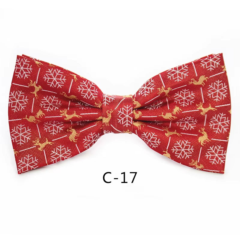 Christmas Bow Ties for Mens Shirt Snowflake Christmas Tree Pattern Men Silk Bow Tie Christmas Party Gift