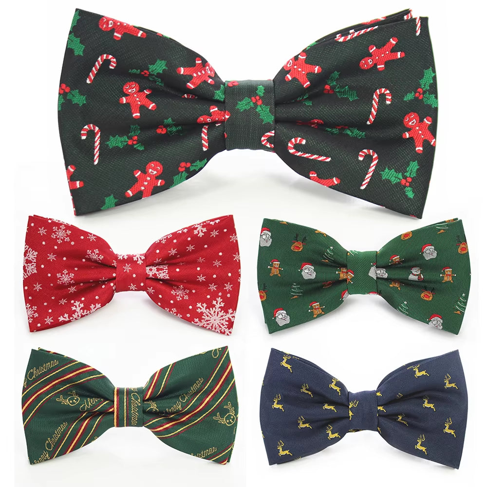 Christmas Bow Ties for Mens Shirt Snowflake Christmas Tree Pattern Men Silk Bow Tie Christmas Party Gift