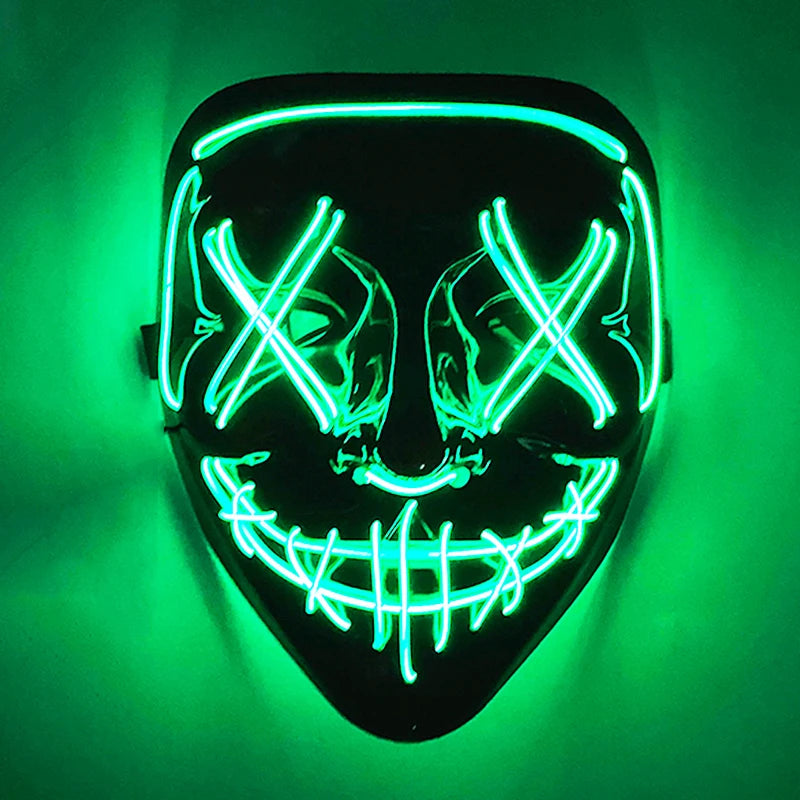 Wireless Scary Glowing Mask LED Luminous Purge Mask Halloween Horror Neon Light up Cosplay Party Mask Fstival Costume Supplies