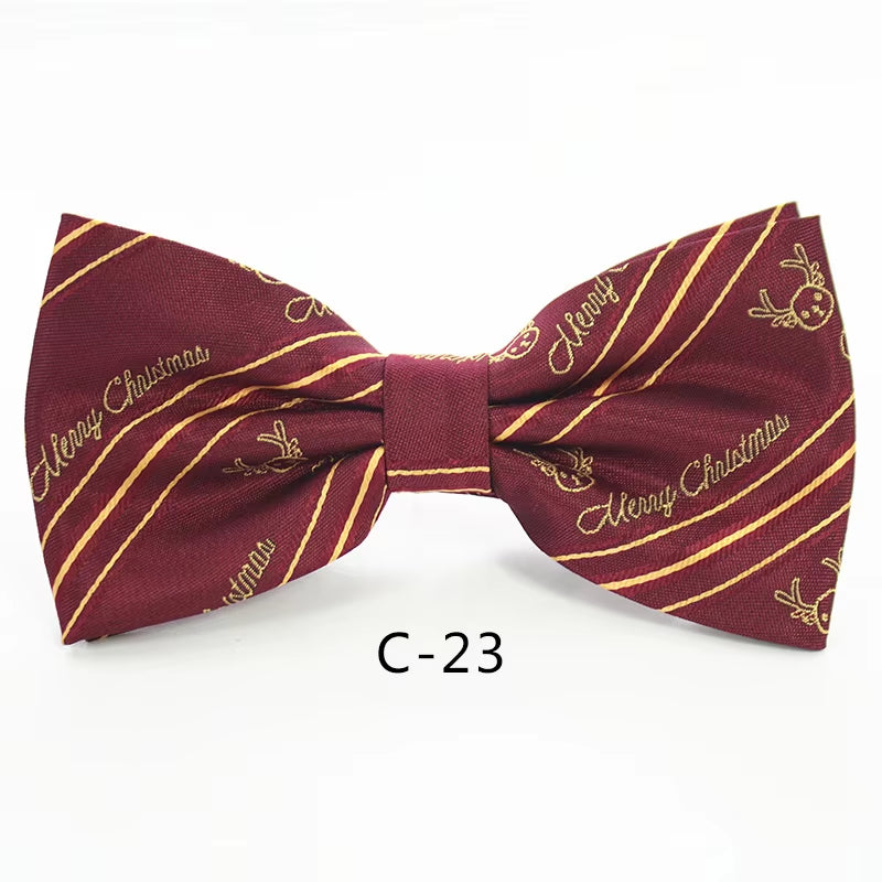 Christmas Bow Ties for Mens Shirt Snowflake Christmas Tree Pattern Men Silk Bow Tie Christmas Party Gift