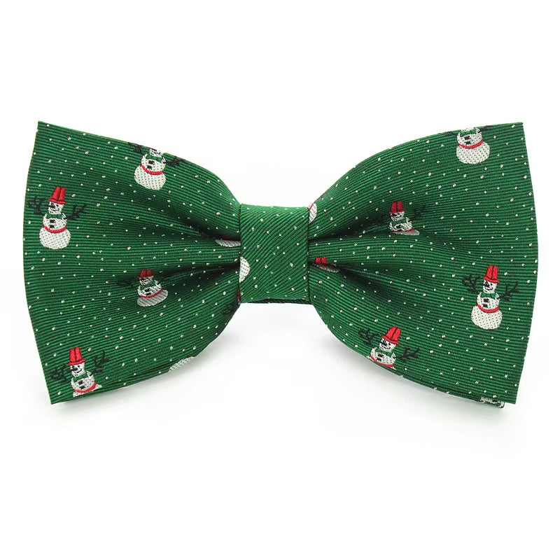 Christmas Bow Ties for Mens Shirt Snowflake Christmas Tree Pattern Men Silk Bow Tie Christmas Party Gift