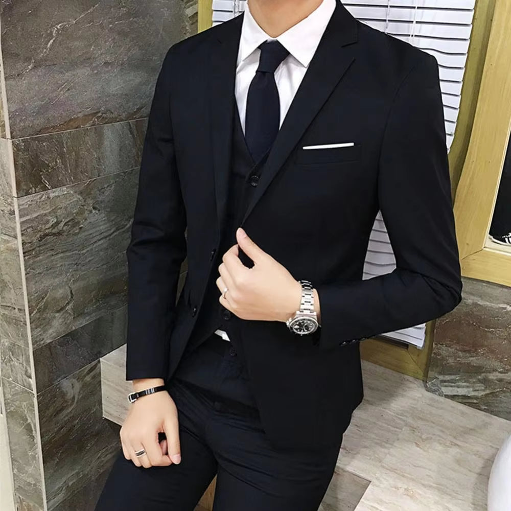 2021 Male Suits Blazer Slim Business Formal Dress Waistcoat Groom Man Suit Exquisite Weeding Office Set Thin Blazer