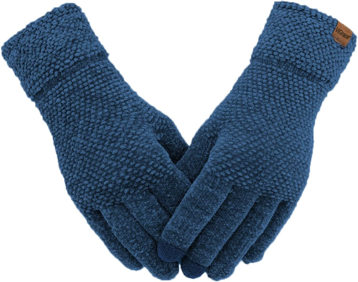 Vigrace Winter Touchscreen Gloves for Women Chenille Warm Knit with 3 Touch Scre